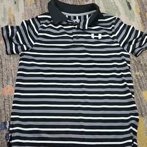 Under Armour Kids Polo with Black and White Stripes